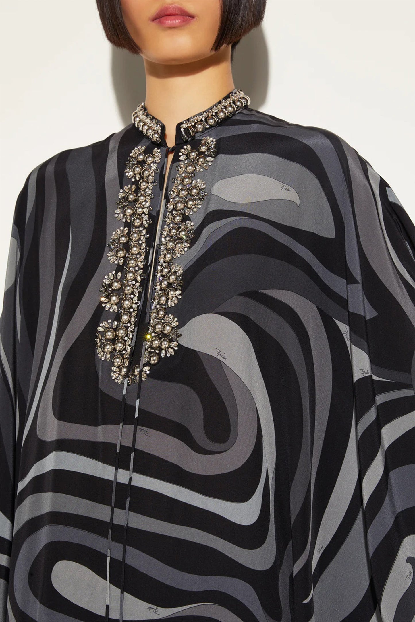 Midnight Mirage | Black Embellished Kaftan Dress