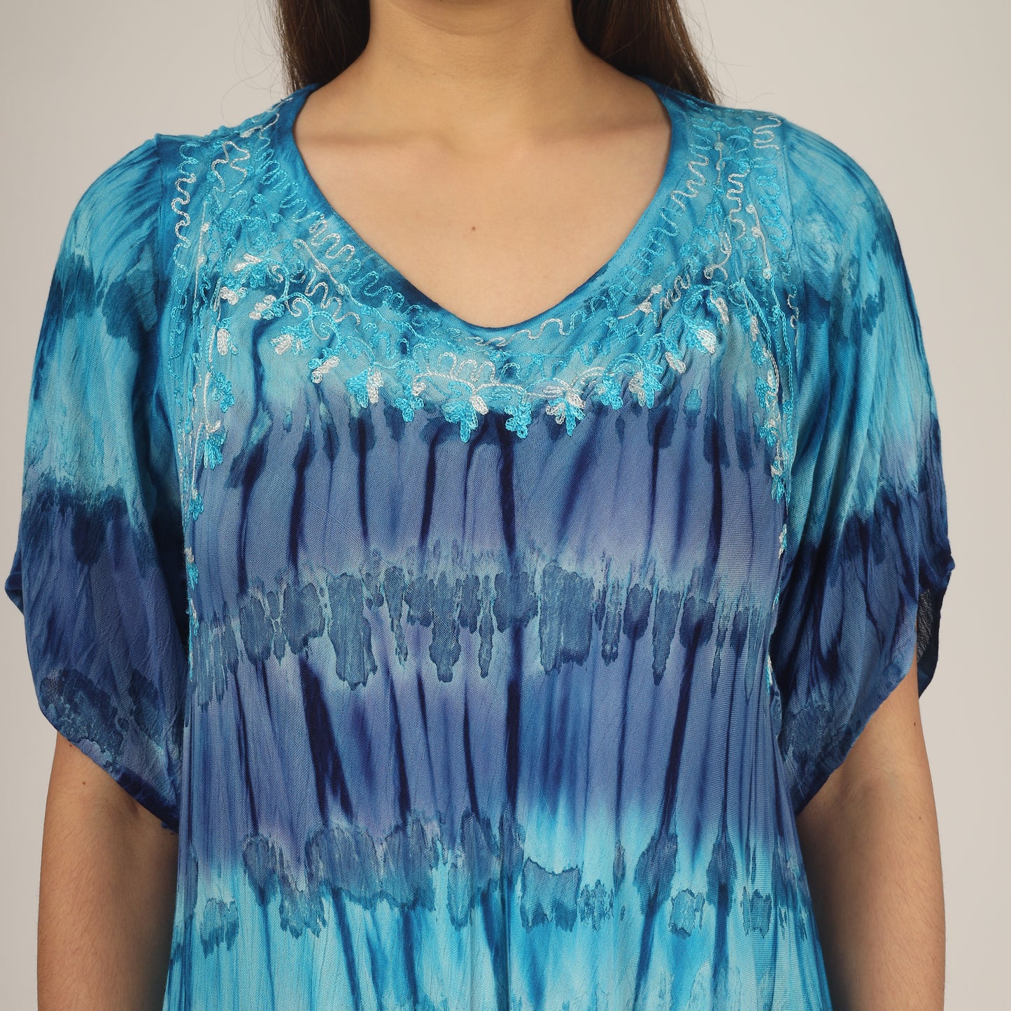 Summer Beach Boho Hippie Tie Dye Sundress with Sleeves