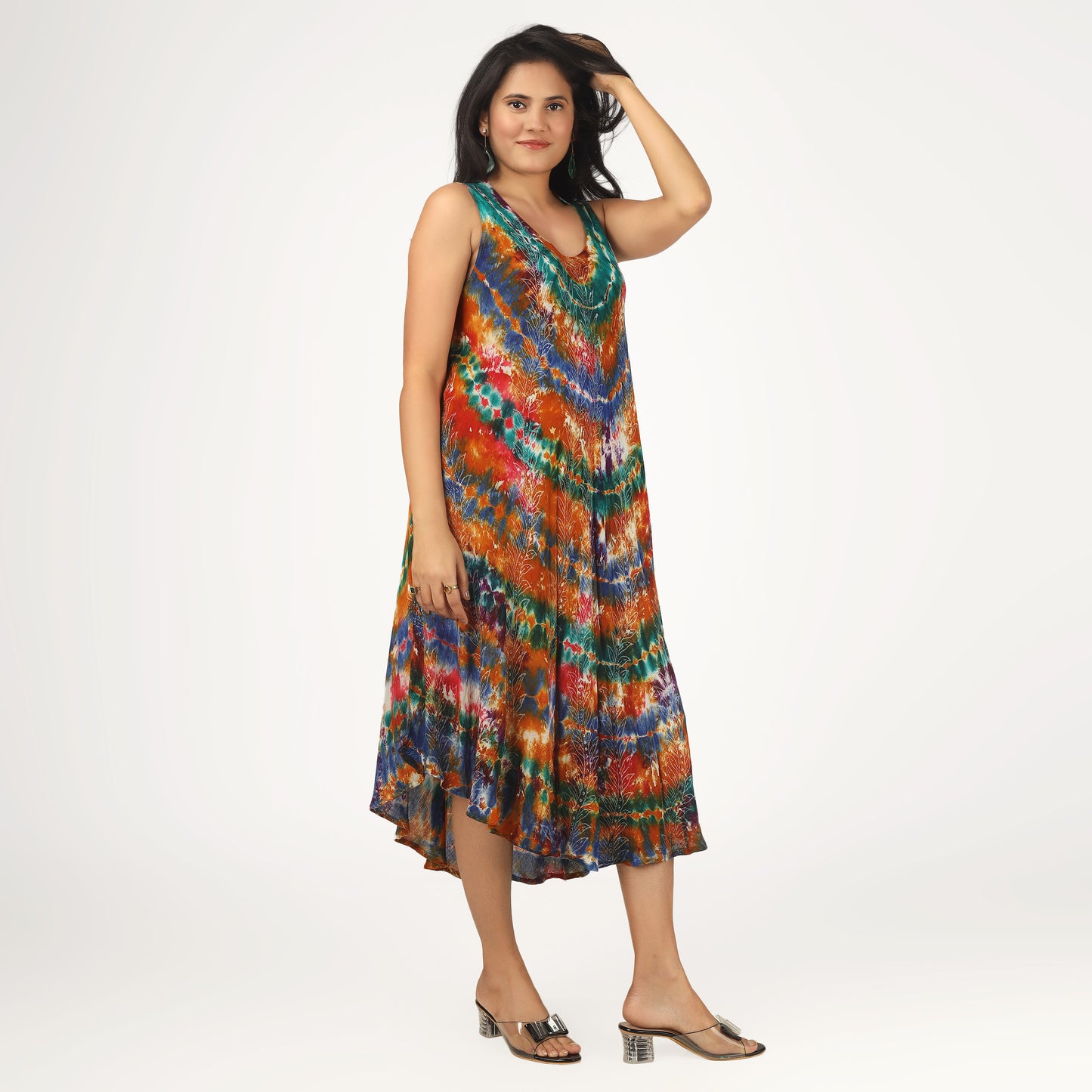 Tropic Turquoise | Boho Tie Dye Sleeveless Sundress