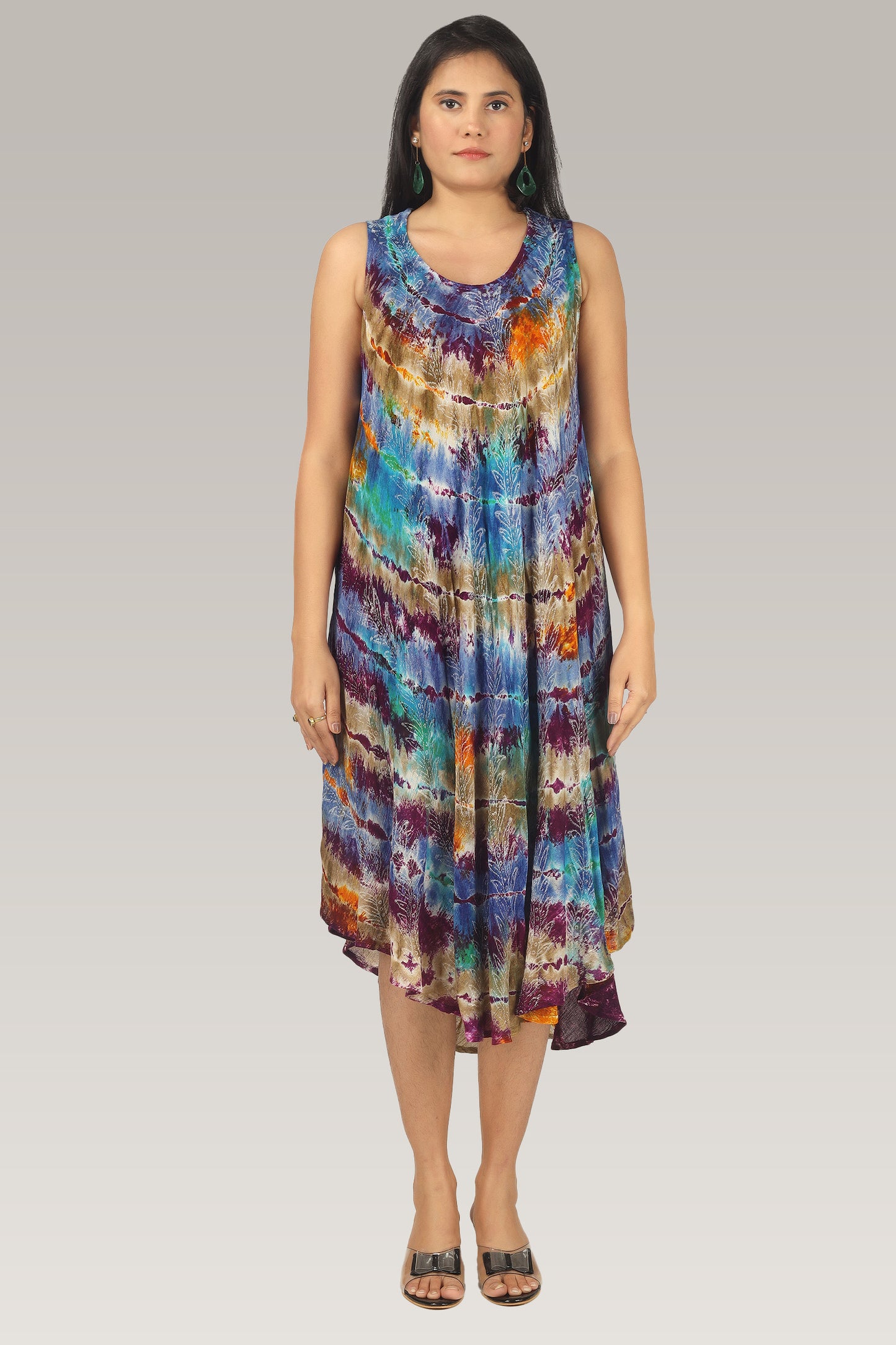 Sunset Mirage | Boho Tie Dye Sleeveless Sundress