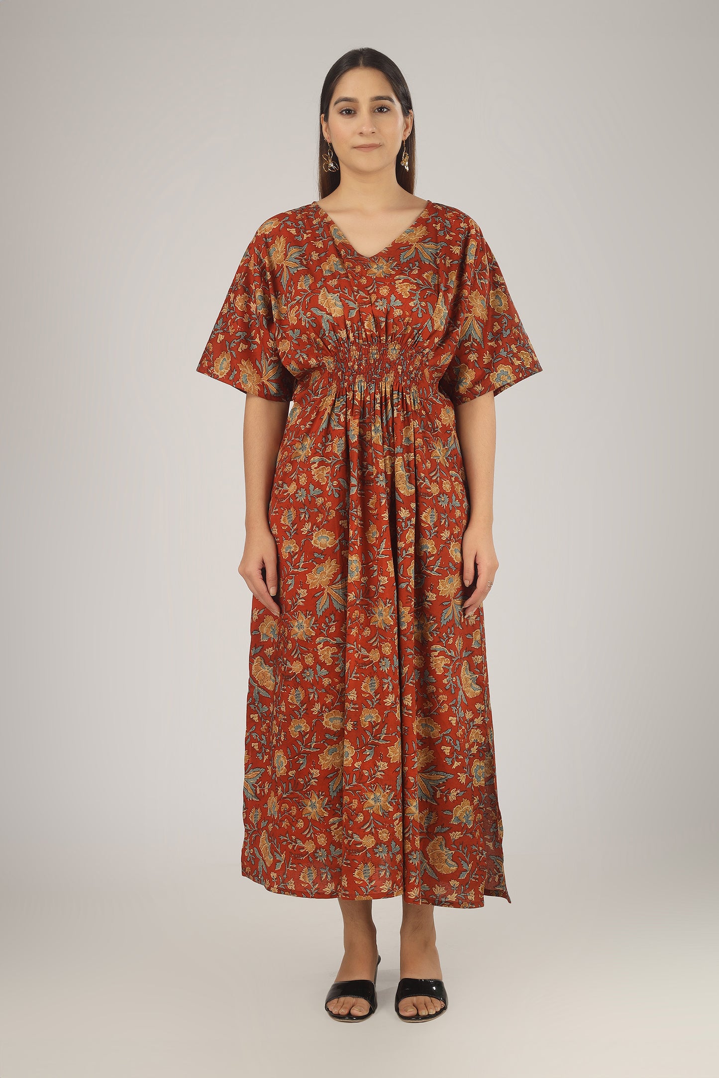 Rustic Bloom | Shirred Dress With Pockets - 3 Sizes Available AU 10-30