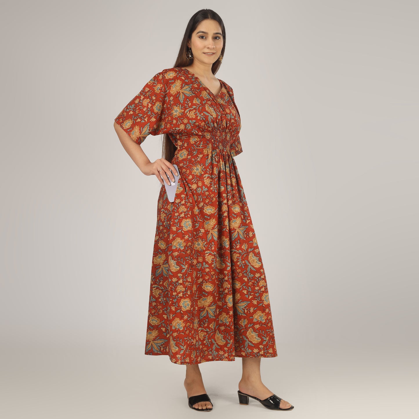 Rustic Bloom | Shirred Dress With Pockets - 3 Sizes Available AU 10-30