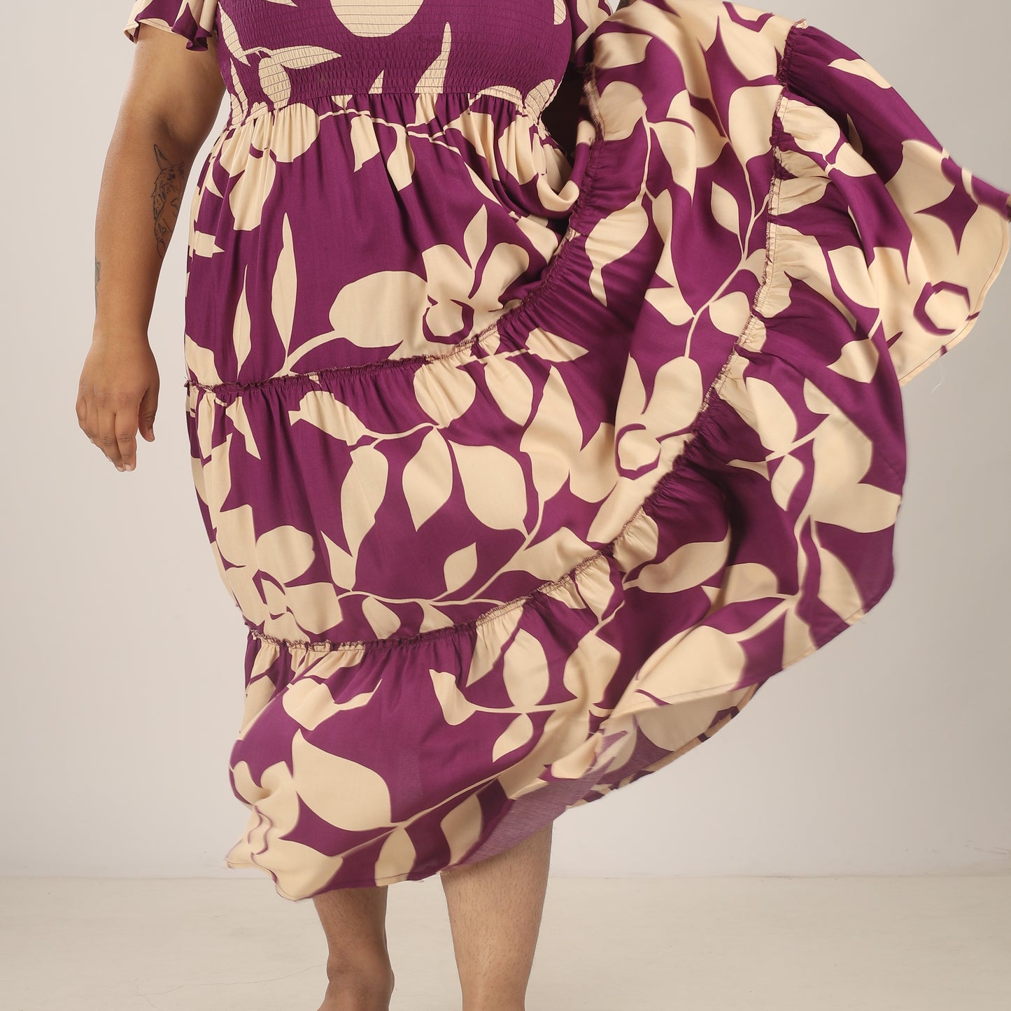 Purple Paradise | Purple Tiered Smocking Dress With Pockets