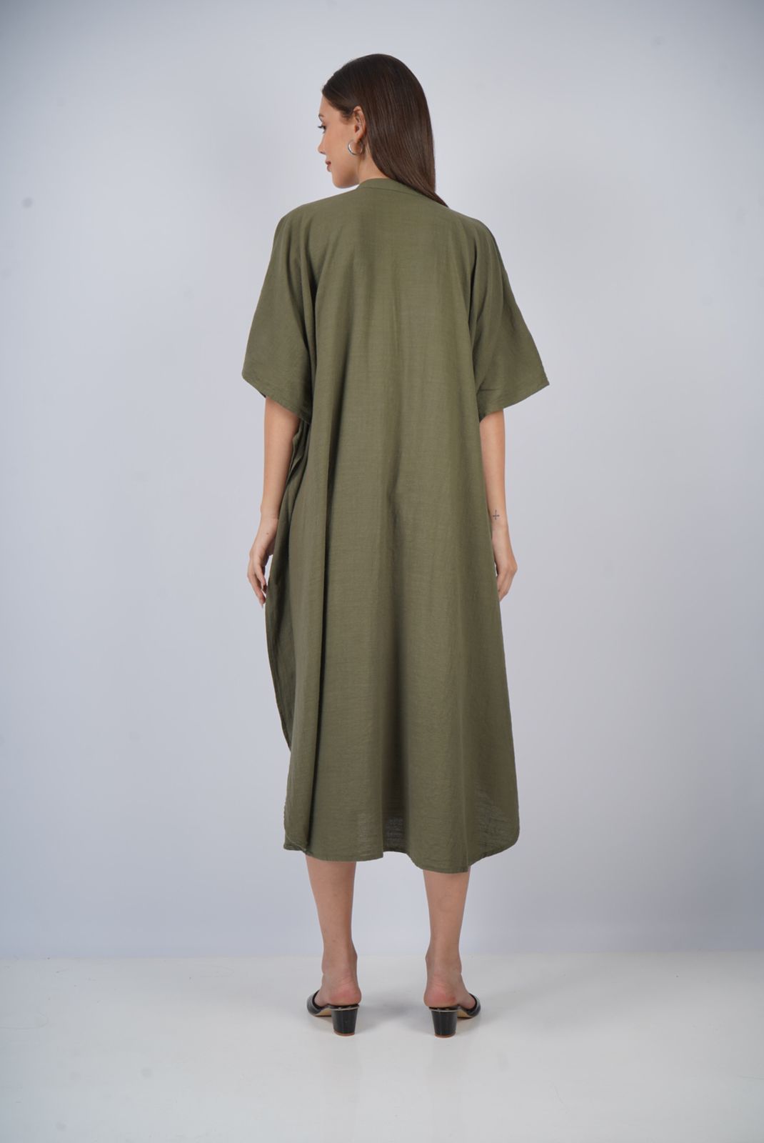 Olive Oasis | Olive Shirt Dress With Pockets | One Size Fits AU 10 - 24