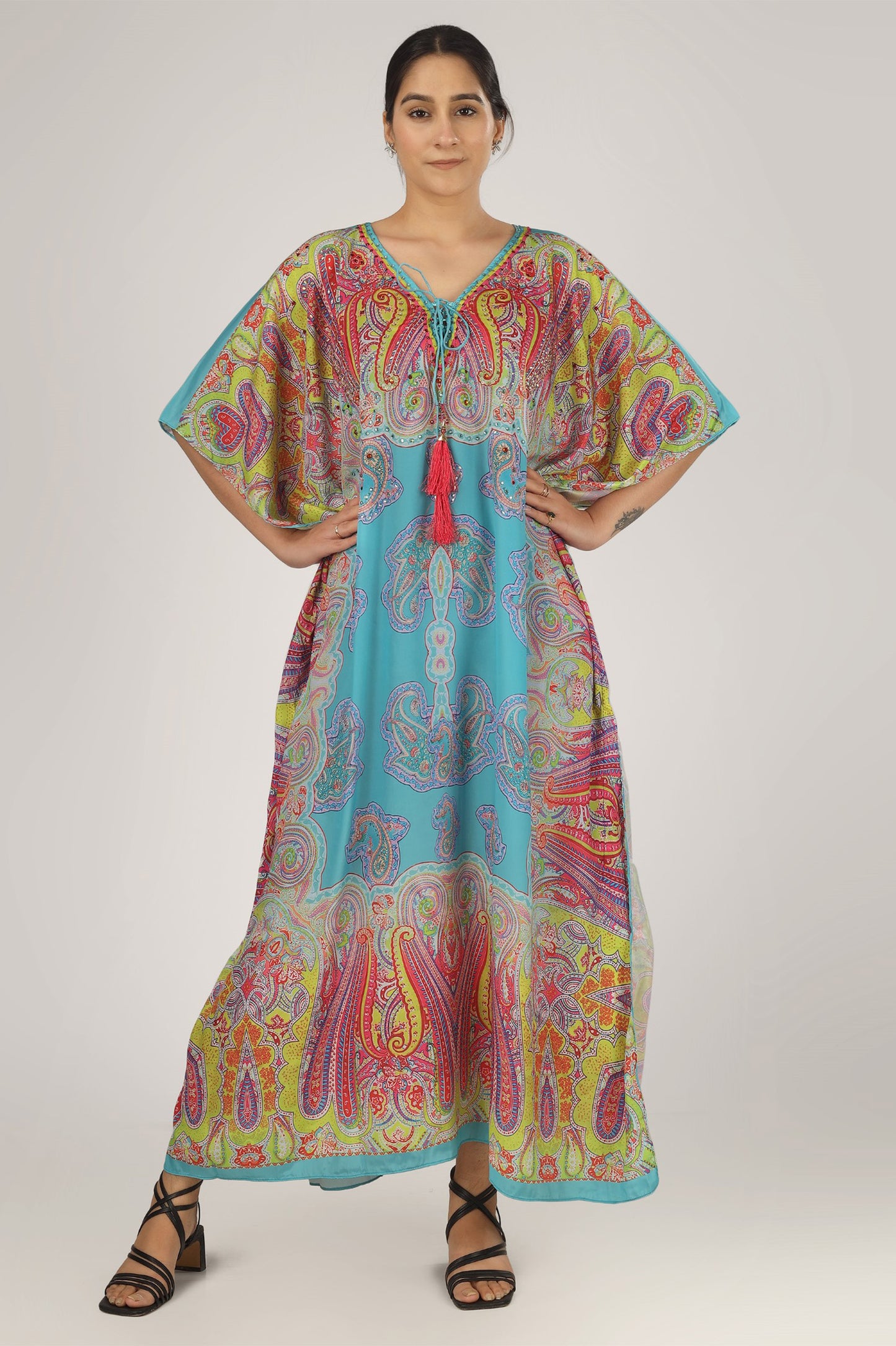 Paisley Paradise | Blue Luxe Art Silk Kaftan