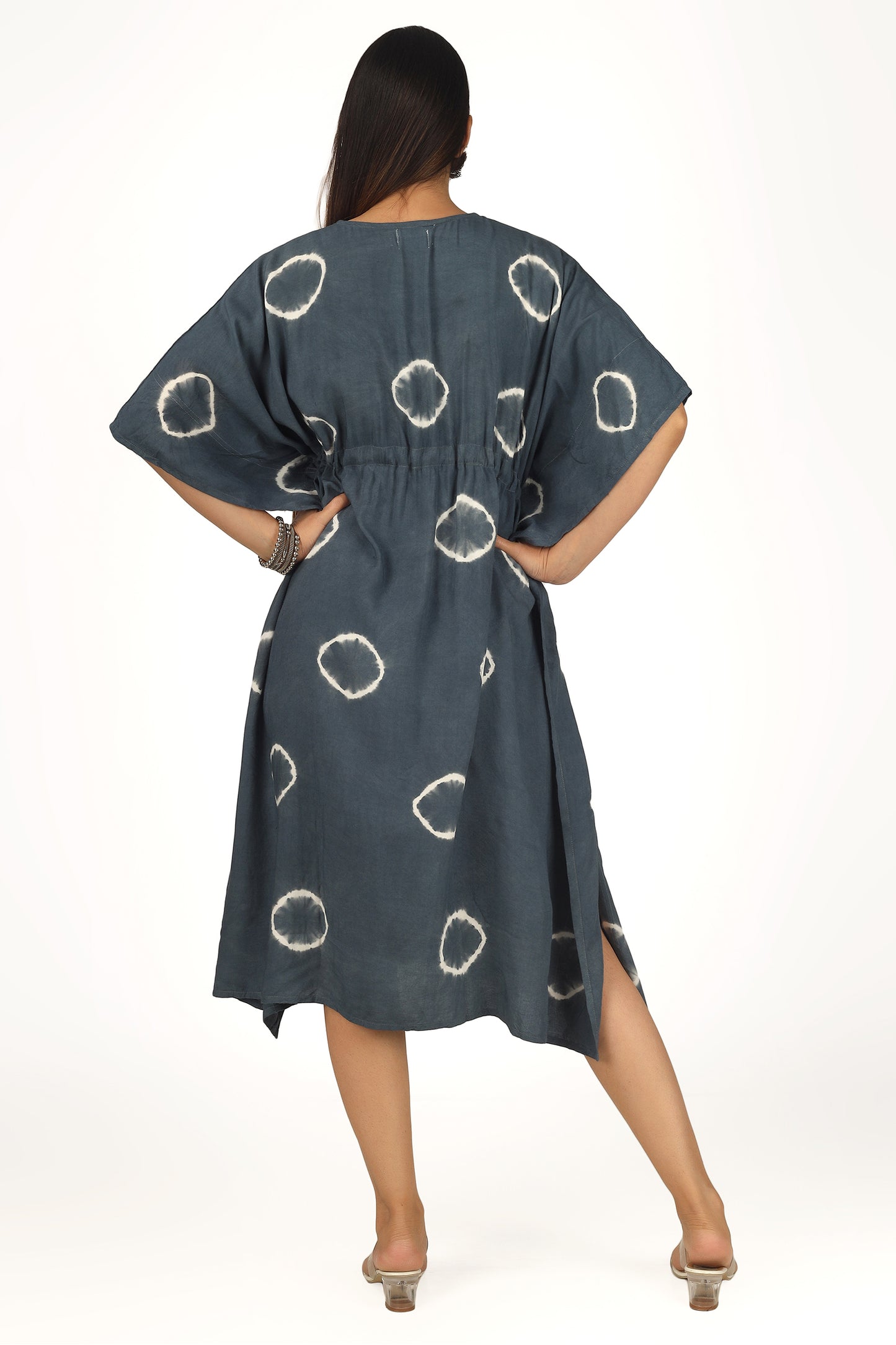 Charcoal Chaos | Grey Shibori Tie Dye Short Kimono