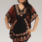 Orange Batik Embroidered Poncho Top | Free Size