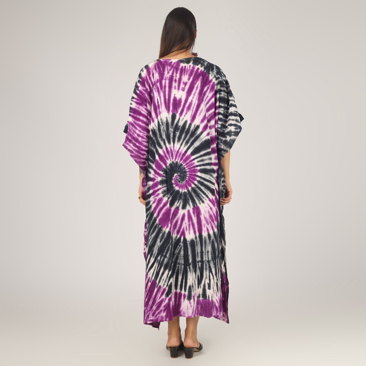 Purple Swirl | 100% Rayon Purple Kaftan With Pockets