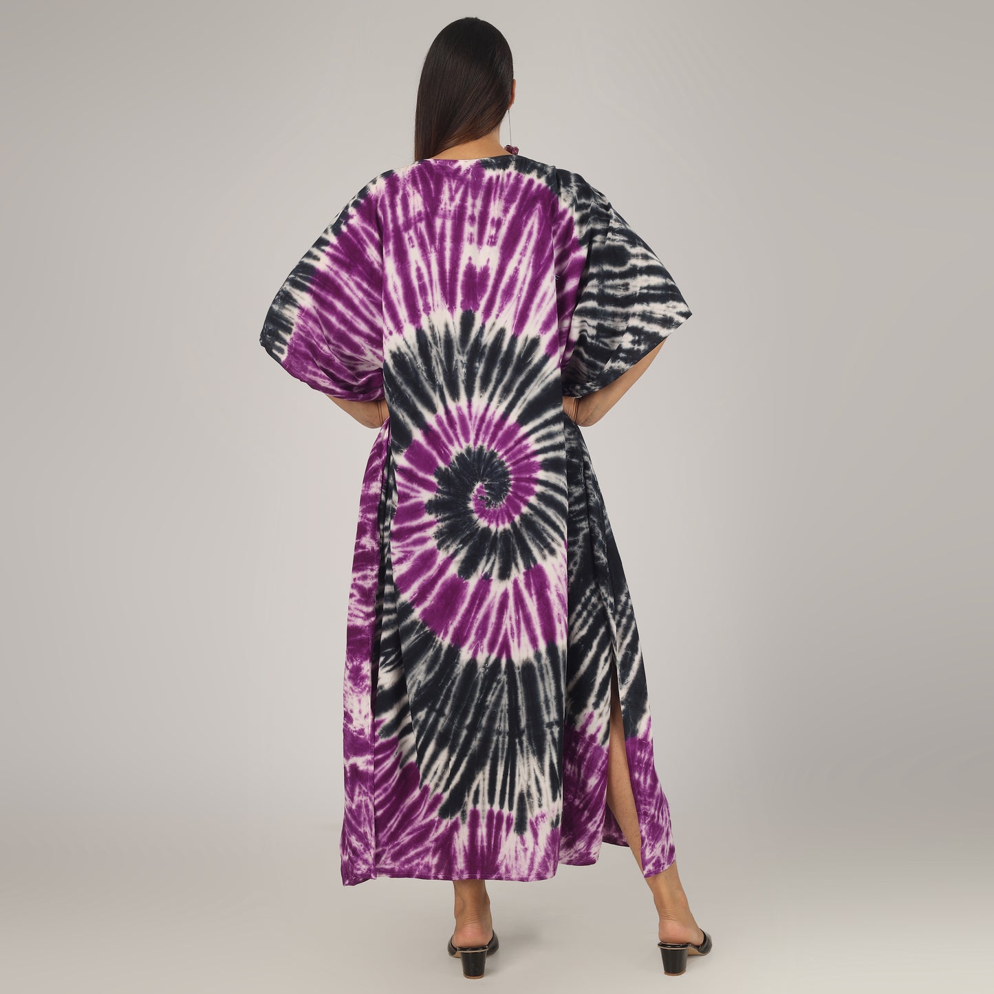 Purple Swirl | 100% Rayon Purple Kaftan With Pockets
