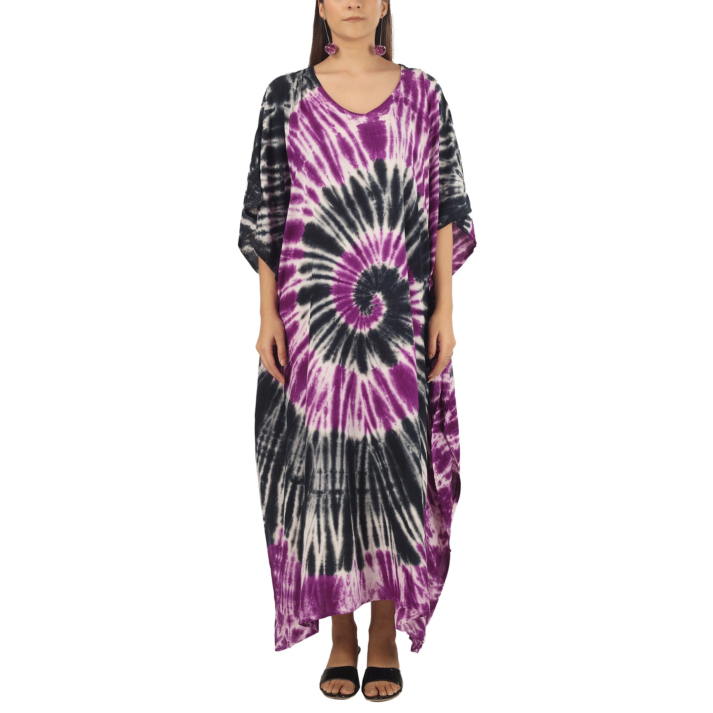 Purple Swirl | 100% Rayon Purple Kaftan With Pockets