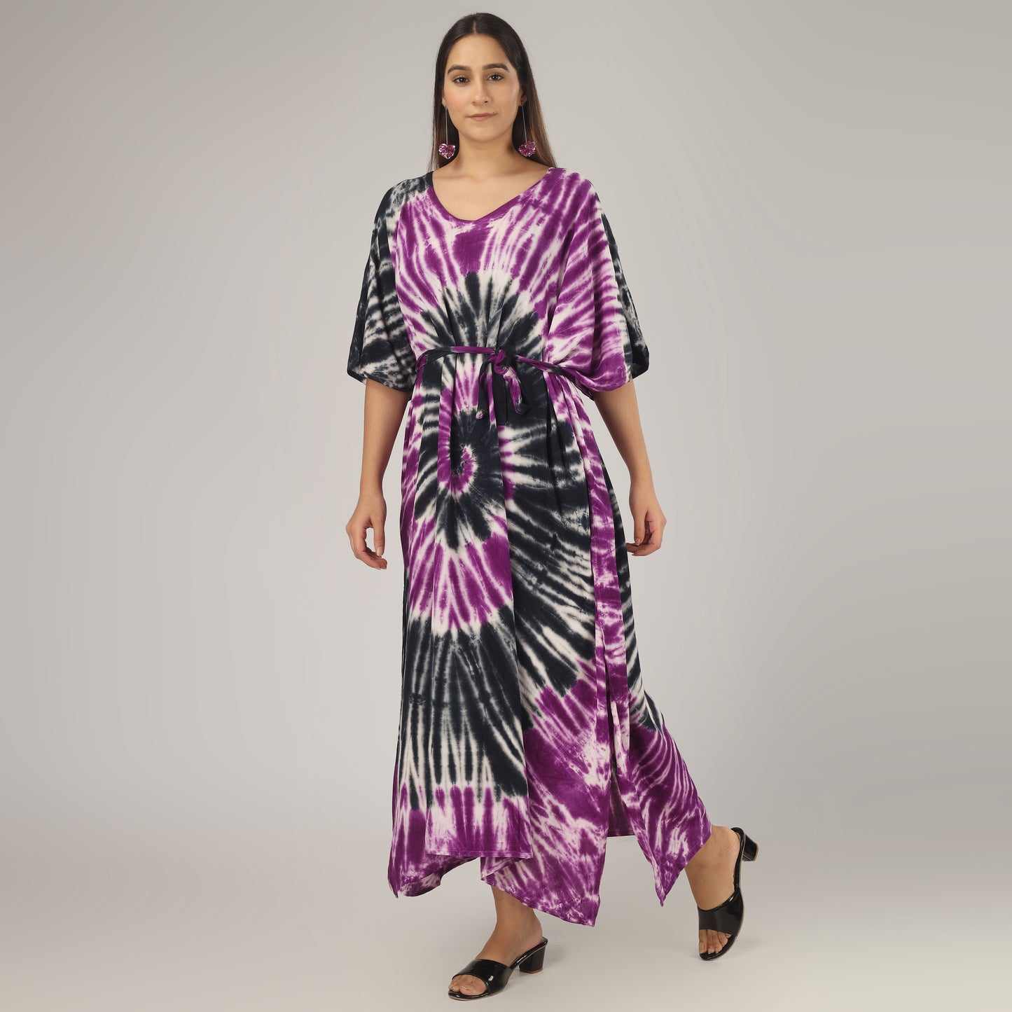 Purple Swirl | 100% Rayon Purple Kaftan With Pockets