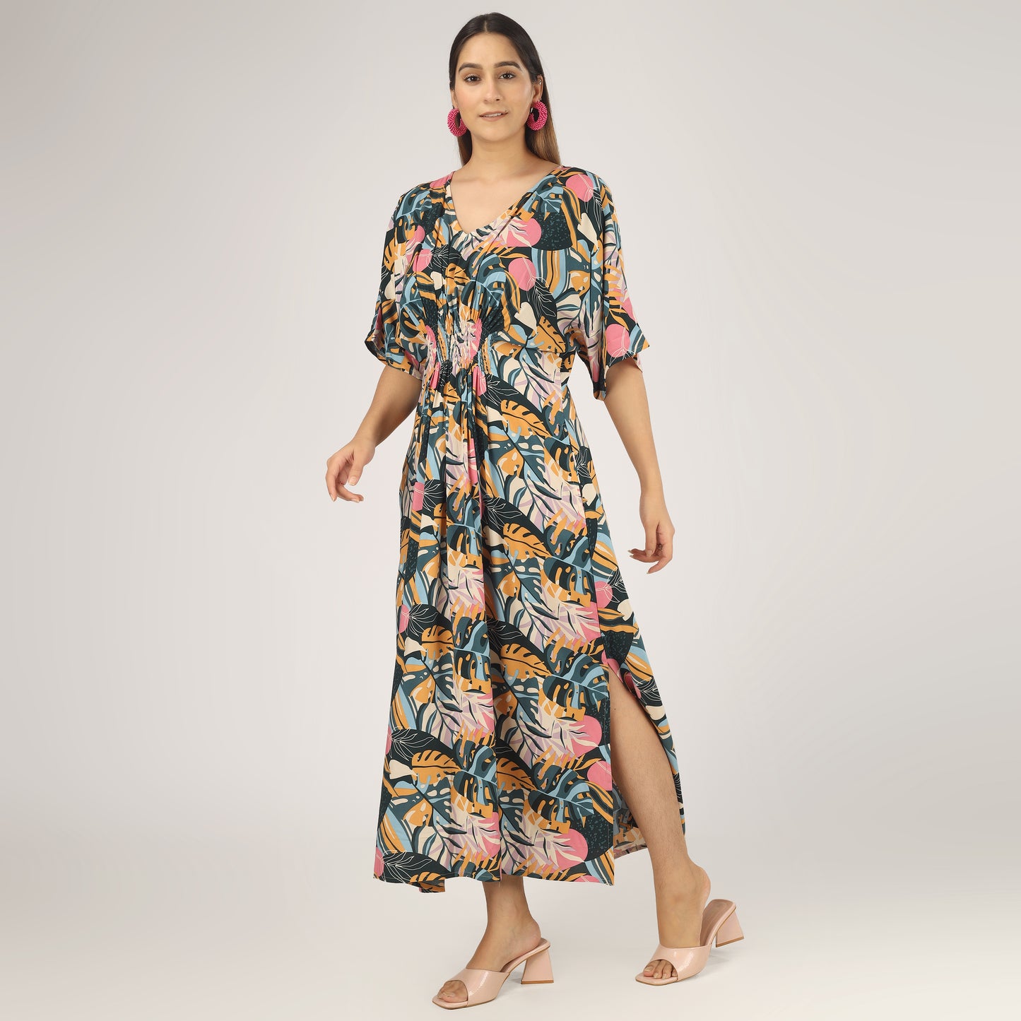 Tropical Delight | Shirred Dress With Pockets - 3 Sizes Available AU 10-30