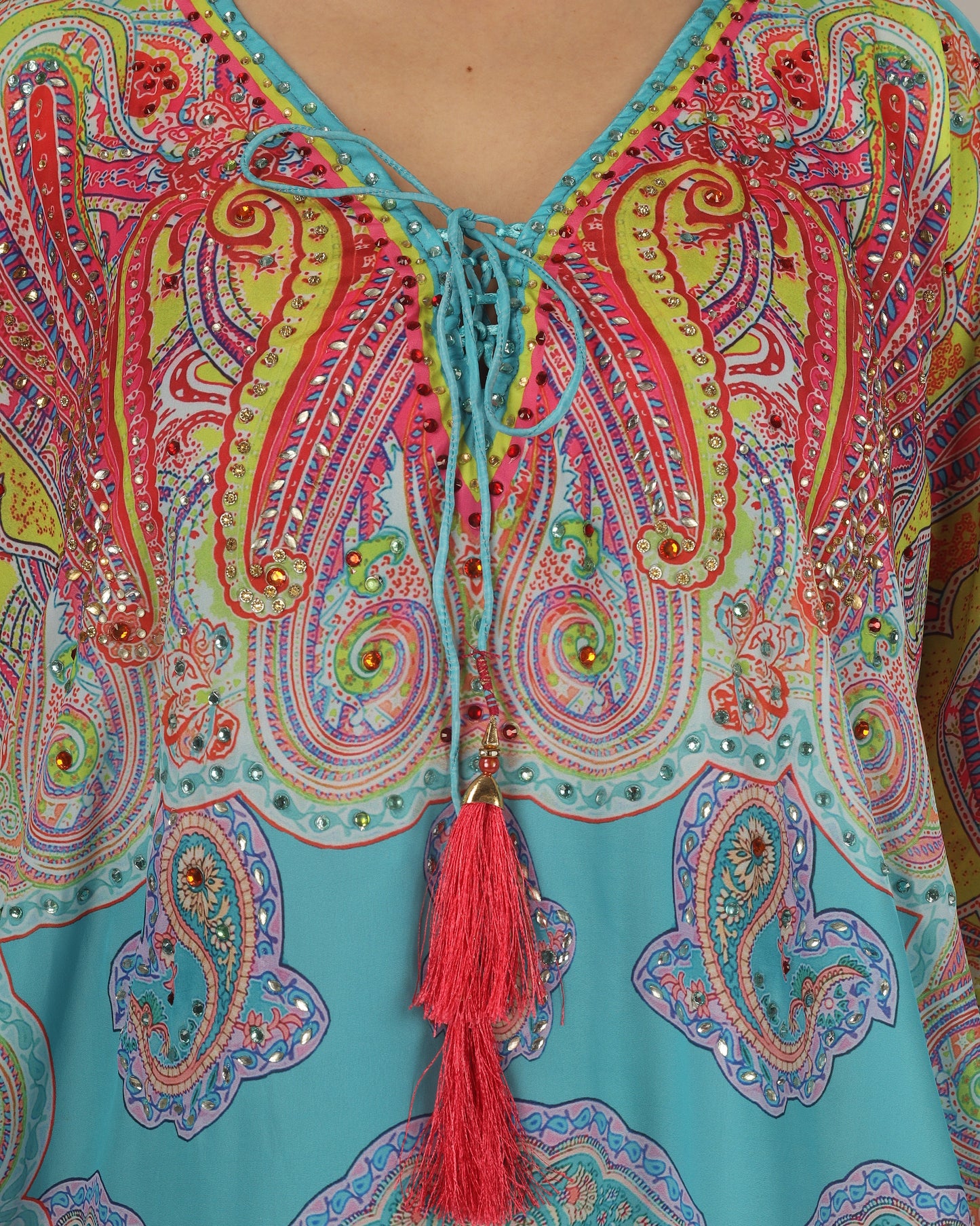 Paisley Paradise | Blue Luxe Art Silk Kaftan