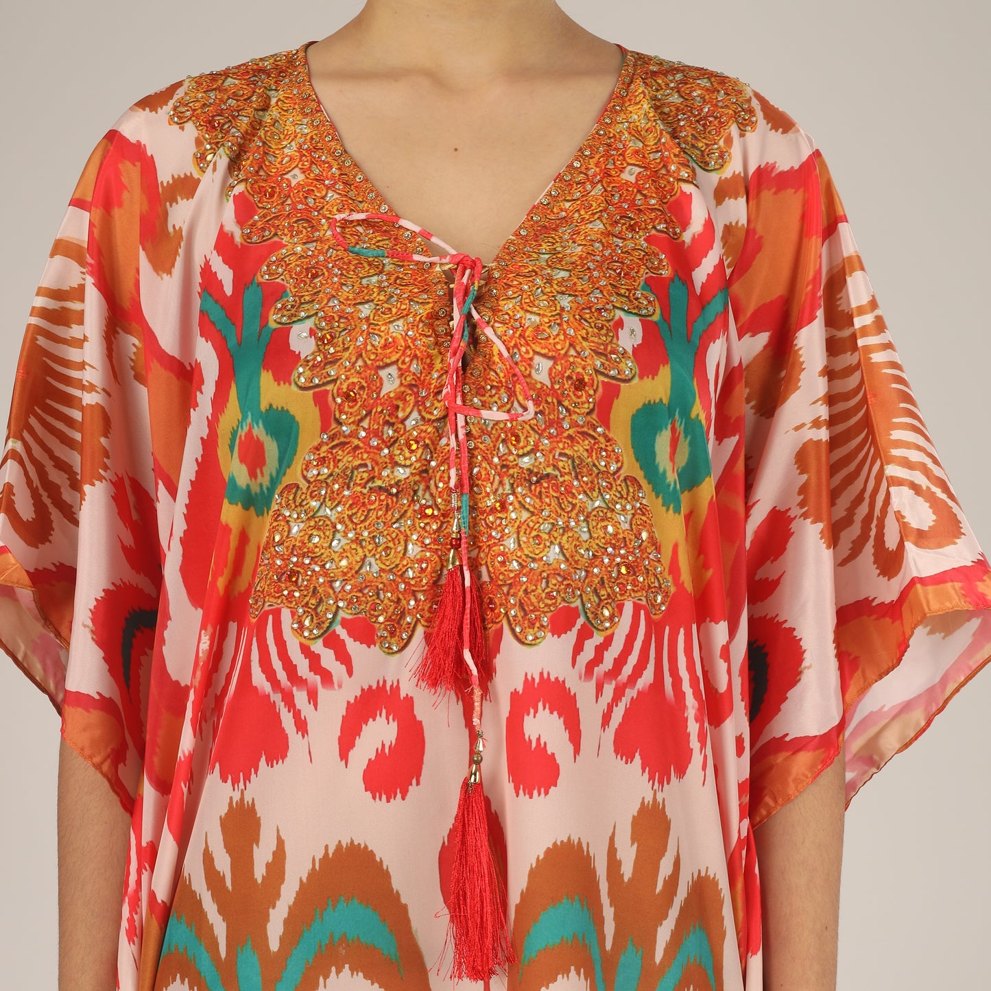 Tropical Fusion | Orange Luxe Poly Silk Kaftan