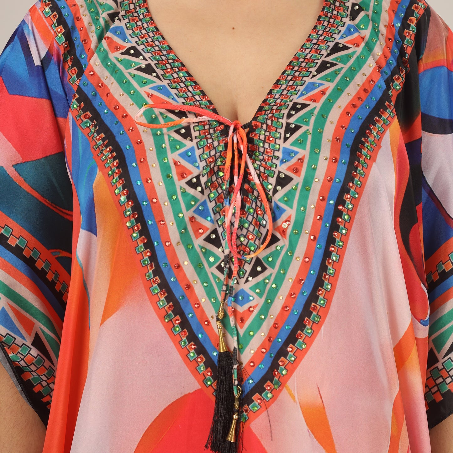Sunset Symphony | Orange Luxe Poly Silk Kaftan