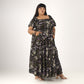 Women's Plus Size Kaftan Dress with Smocking (Black Olive)