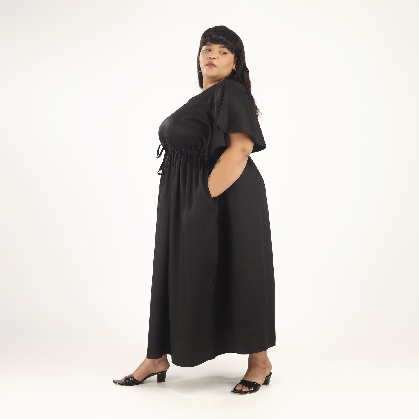 Black Frill Sleeve Dress