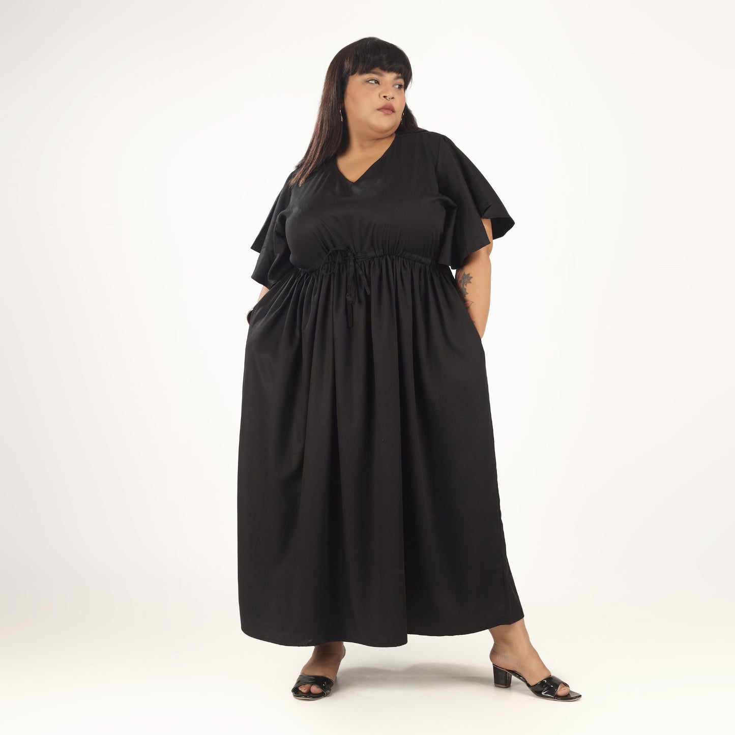 Black Frill Sleeve Dress
