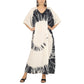 Earthen Threads Beach Summer Shibori Tie Dye Kaftan Kimono White Black