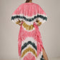 Earthen Threads Beach Summer Shibori Tie Dye Kaftan Kimono Green White