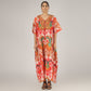 Earthen Threads Resort Wear Beach V Neck Kaftan with Embellishments Free Size Orange