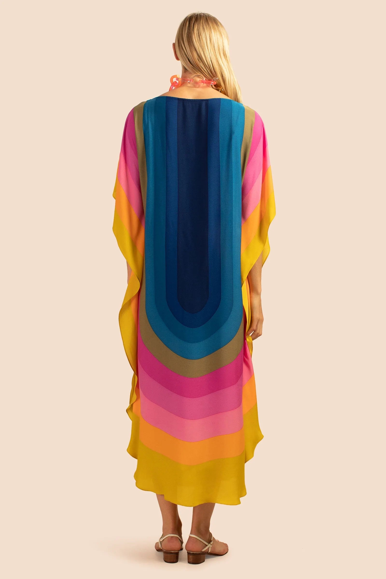 Earthen Threads Party Wear Beach Kaftan Kimono Crepe Dress-J5703