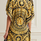 Earthen Threads Party Wear Beach Kaftan Kimono Crepe Dress-J5762