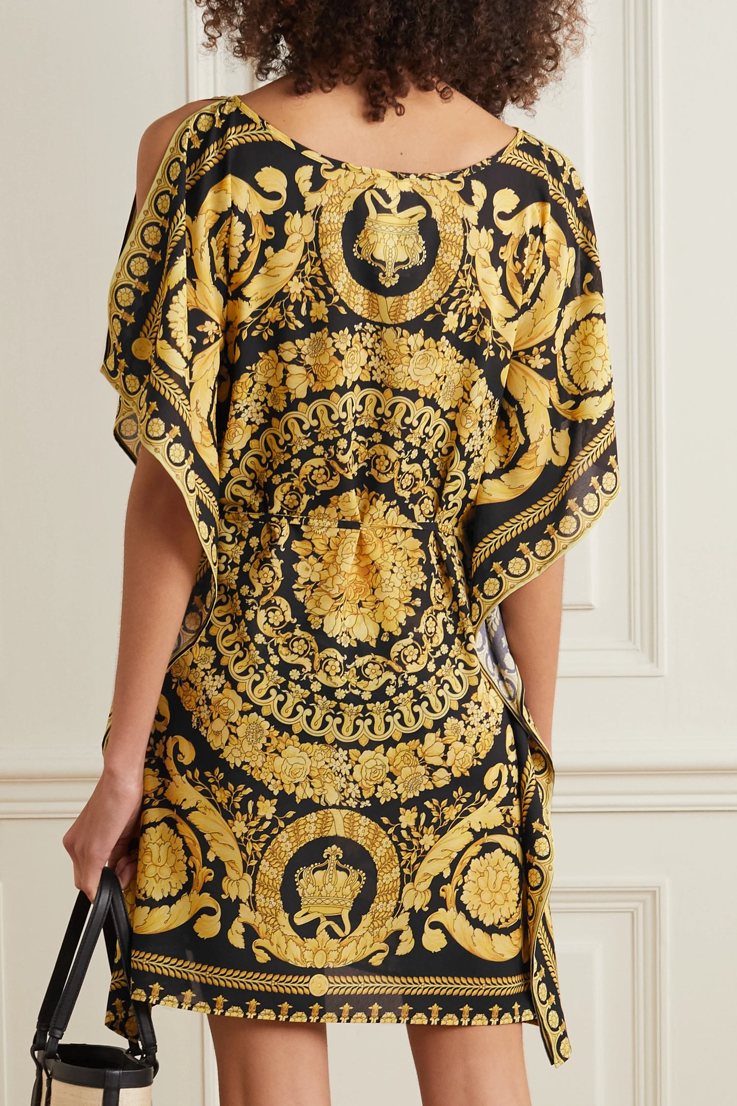 Earthen Threads Party Wear Beach Kaftan Kimono Crepe Dress-J5762